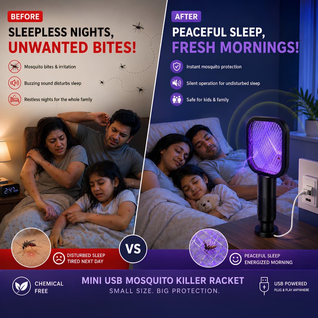 Electric Mosquito Killer Racket – Rechargeable Insect Zapper Bat
