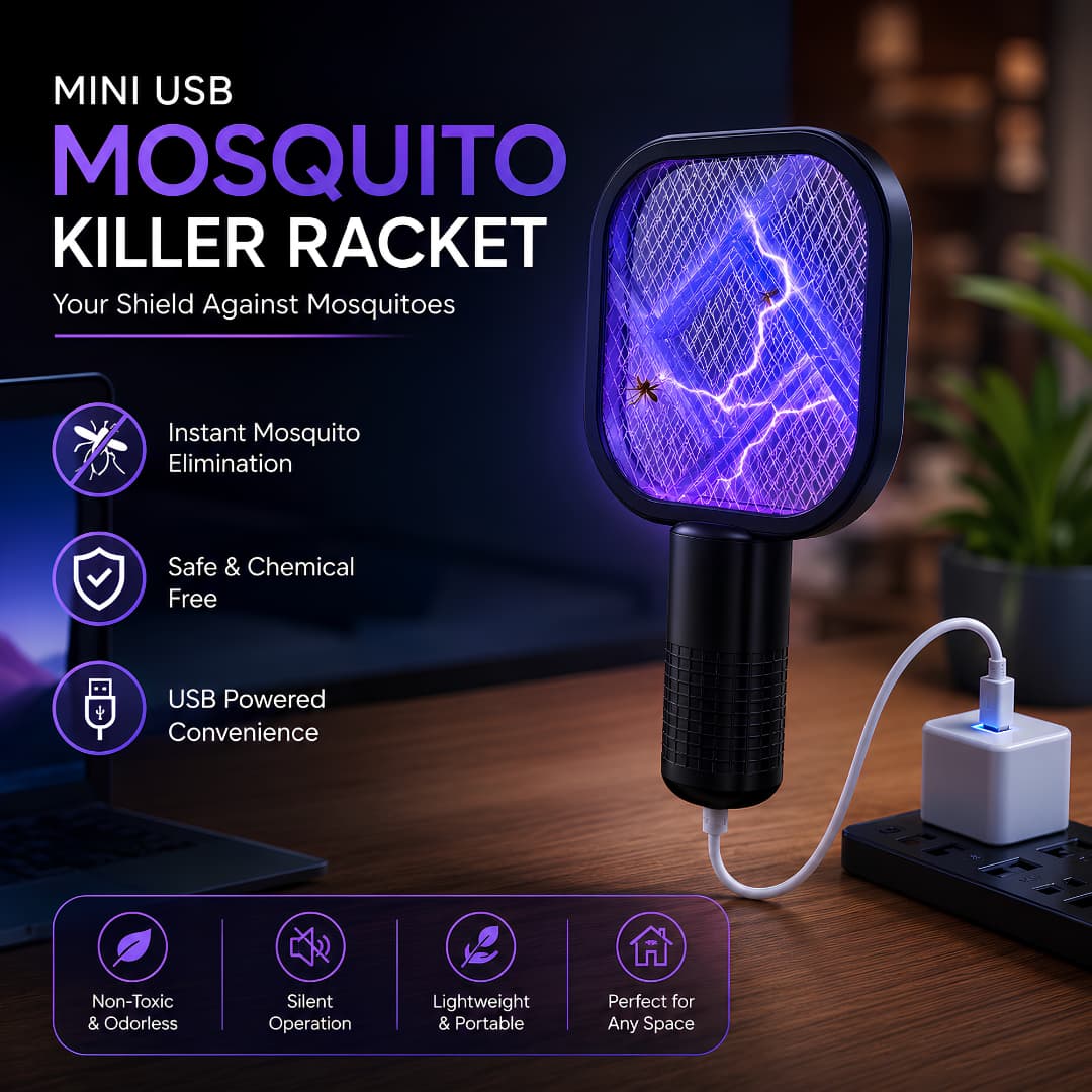 Electric Mosquito Killer Racket – Rechargeable Insect Zapper Bat